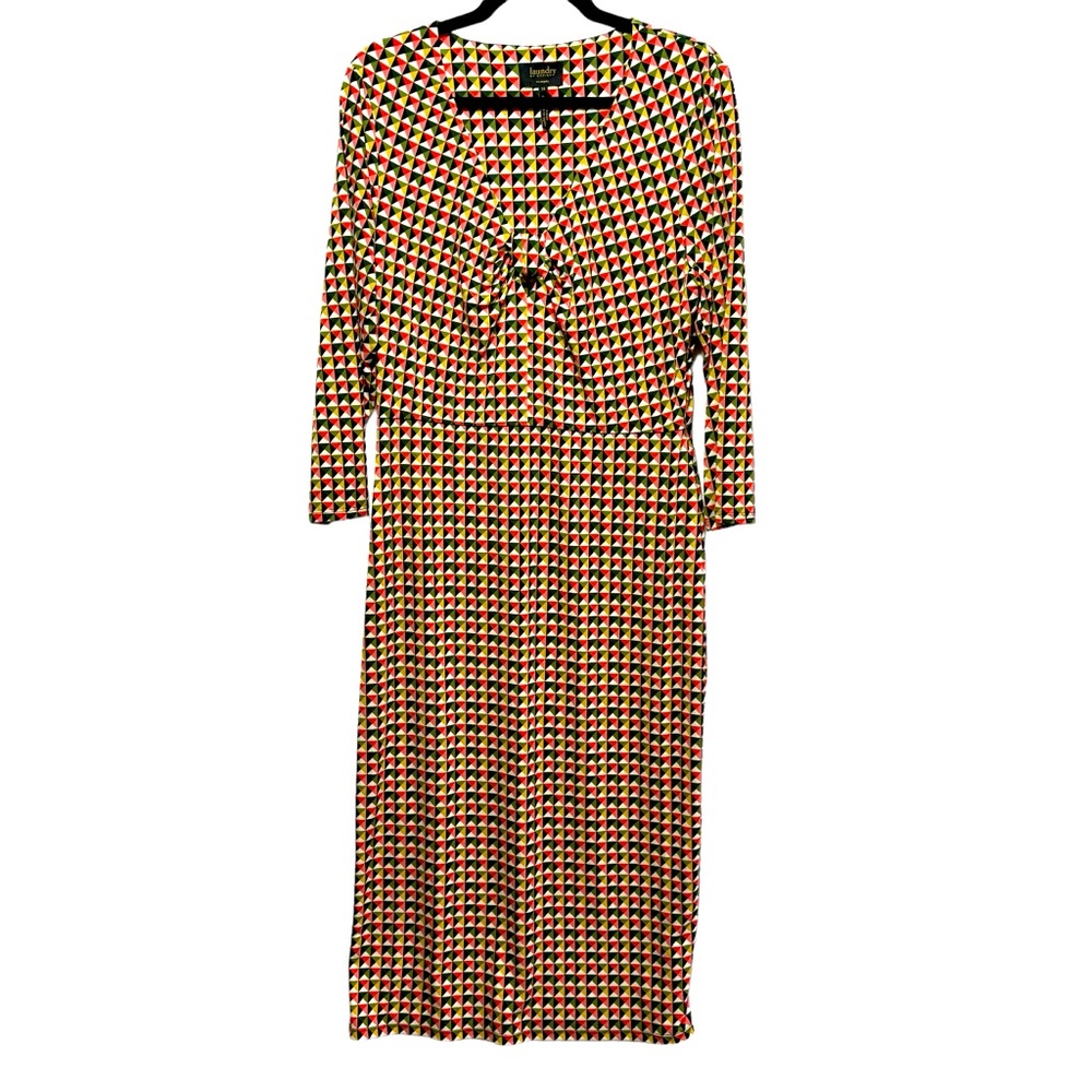 Laundry by Design- Geometric Print 3/4 Sleeve Midi Dress- Sz. 14